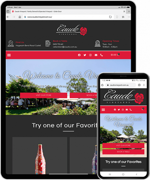Caudo Vineyard Website Tablet & Mobile