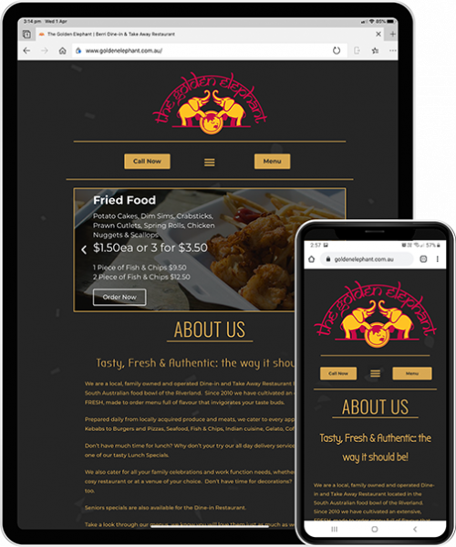 Golden Elephant Website Tablet & Mobile