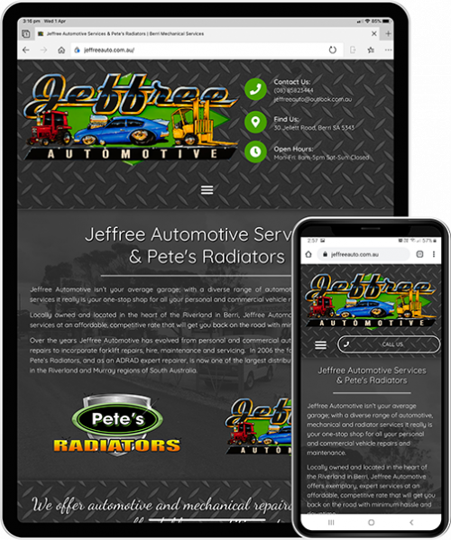 Jeffree Automotive Website Tablet & Mobile