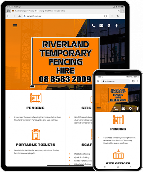 Riverland Temporary Fencing Hire Website Tablet & Mobile